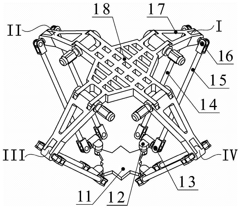 Three-move one-rotation four-freedom degree space parallel connection mechanism