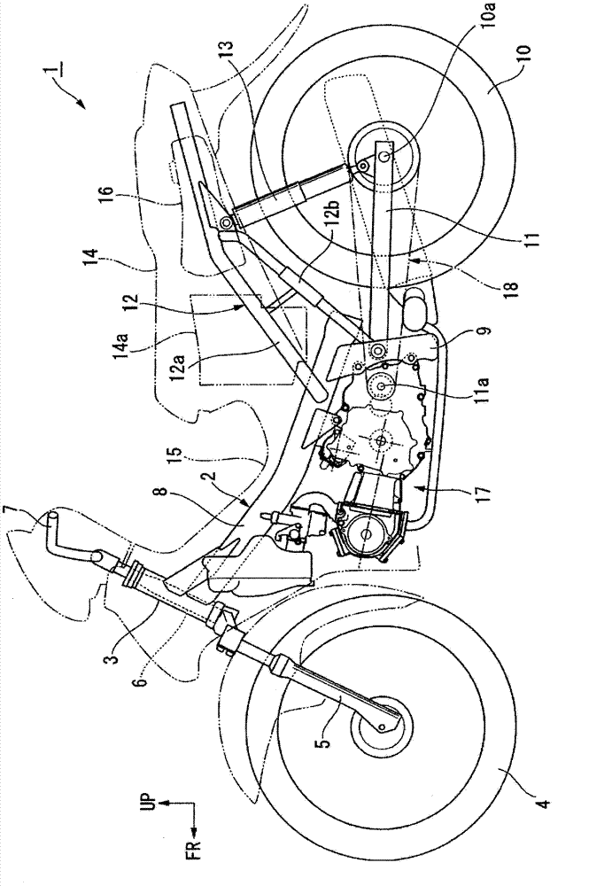 Driven hydraulic cylinder and saddle-type vehicle provided with the same