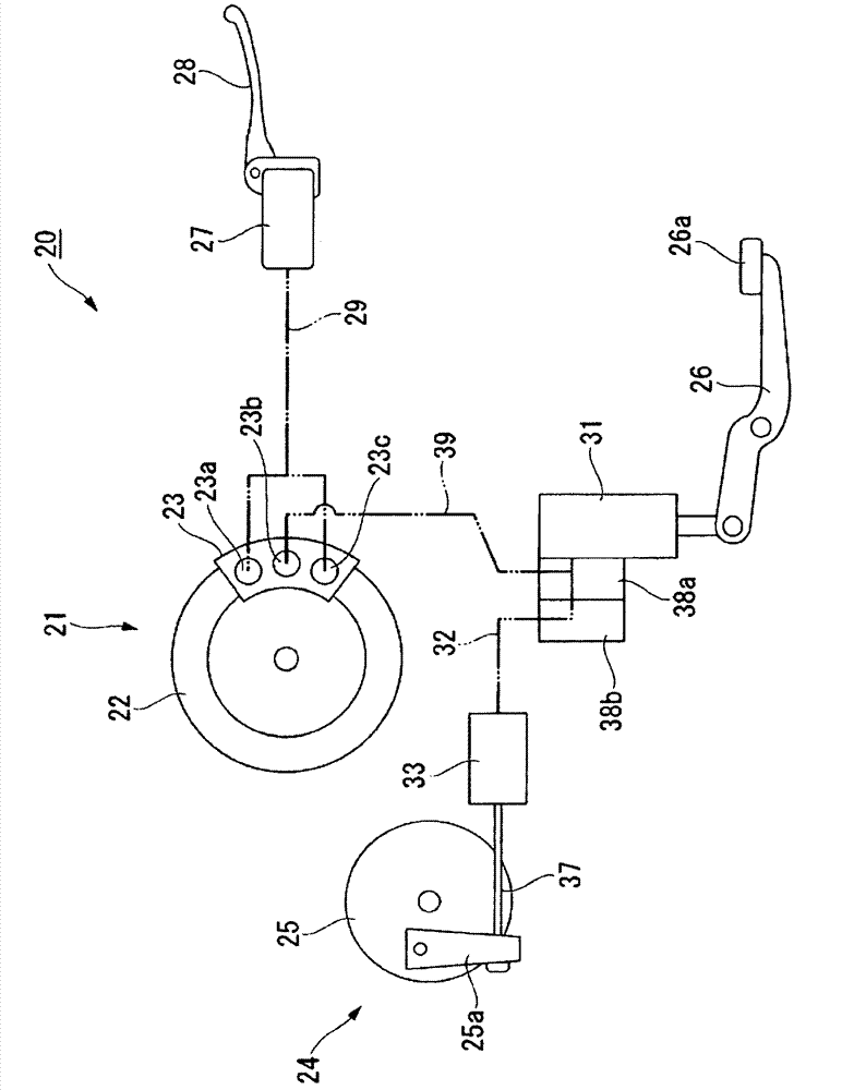 Driven hydraulic cylinder and saddle-type vehicle provided with the same