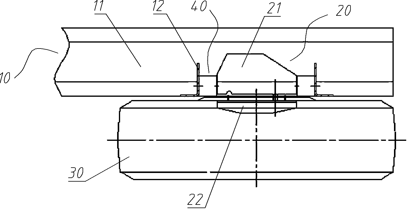 Vibration absorbing device, vehicle spare tire support with same and vehicle