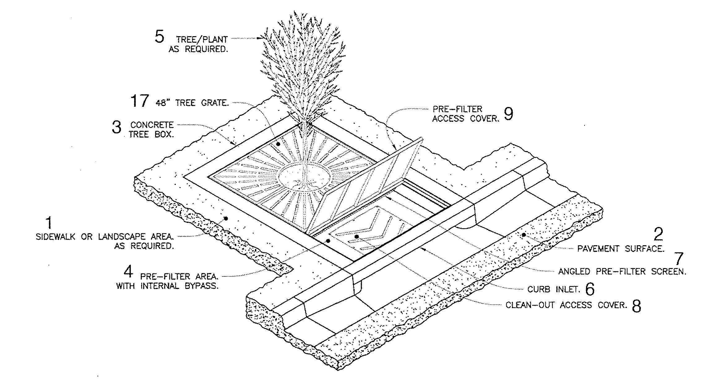 Bioretention System with Internal High Flow Bypass