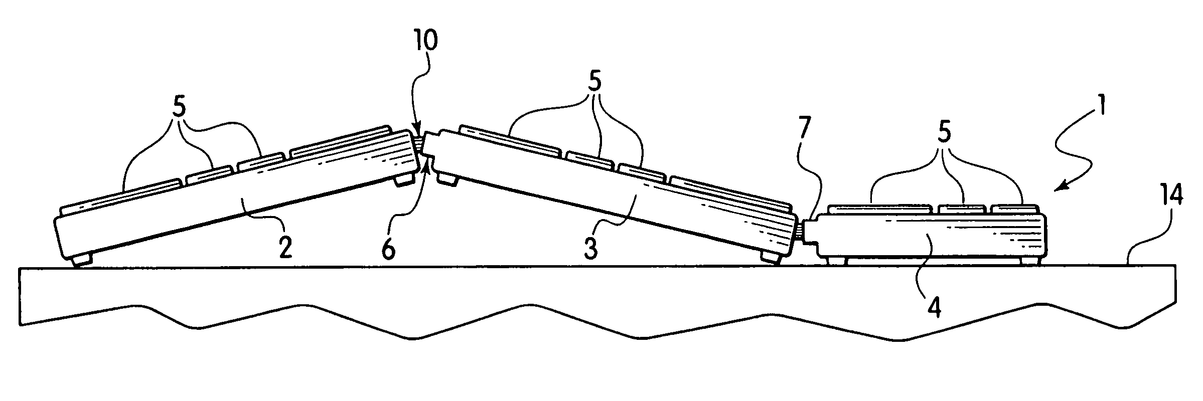 Adjustable keyboard with adjusting and locking mechanism, and method of its use