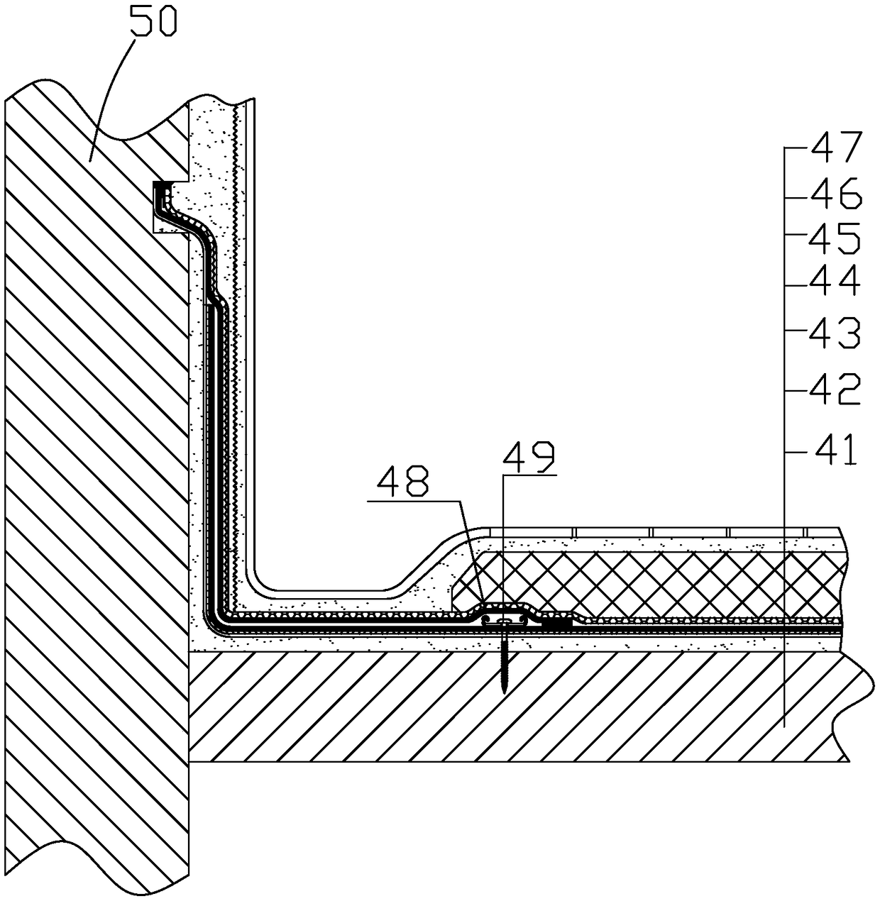 Stainless steel folded water blocking structure construction method and steel cutting device