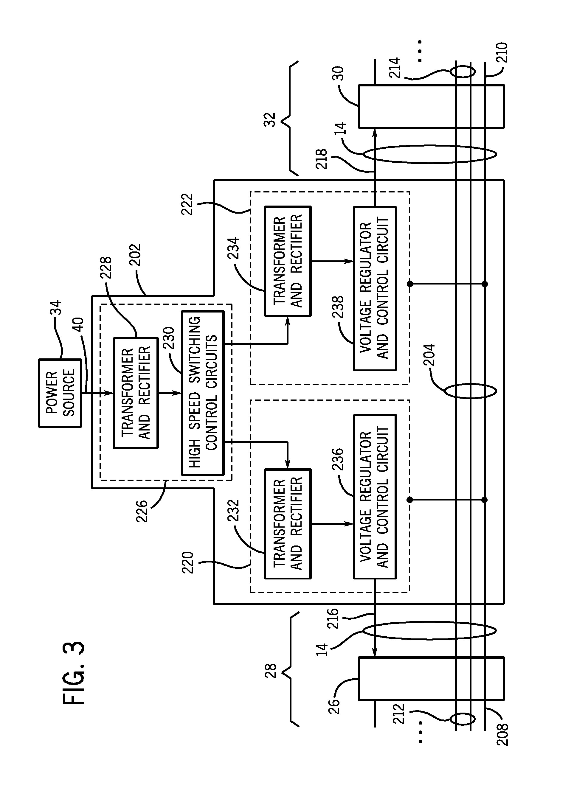 Single-input and dual-output power supply with integral coupling feature