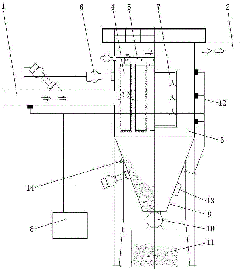 Deduster having fire-retarding and explosion-inhibiting functions and working method thereof