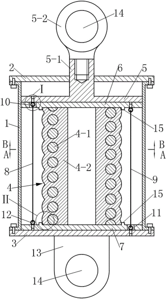 Composite spring damper with early rigidity capable of being preset