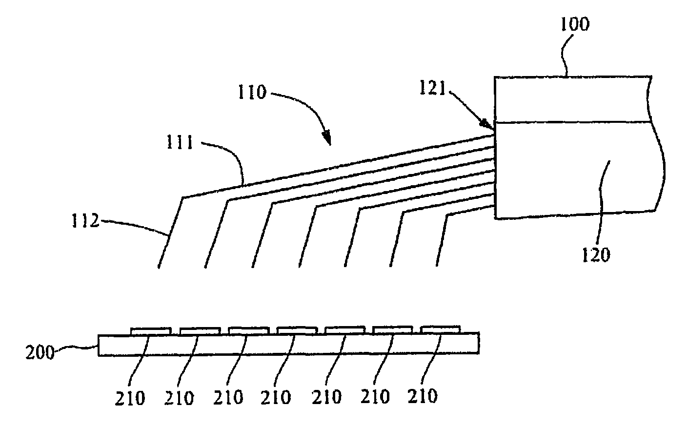 Wafer acceptance testing method, contact mat and probe card
