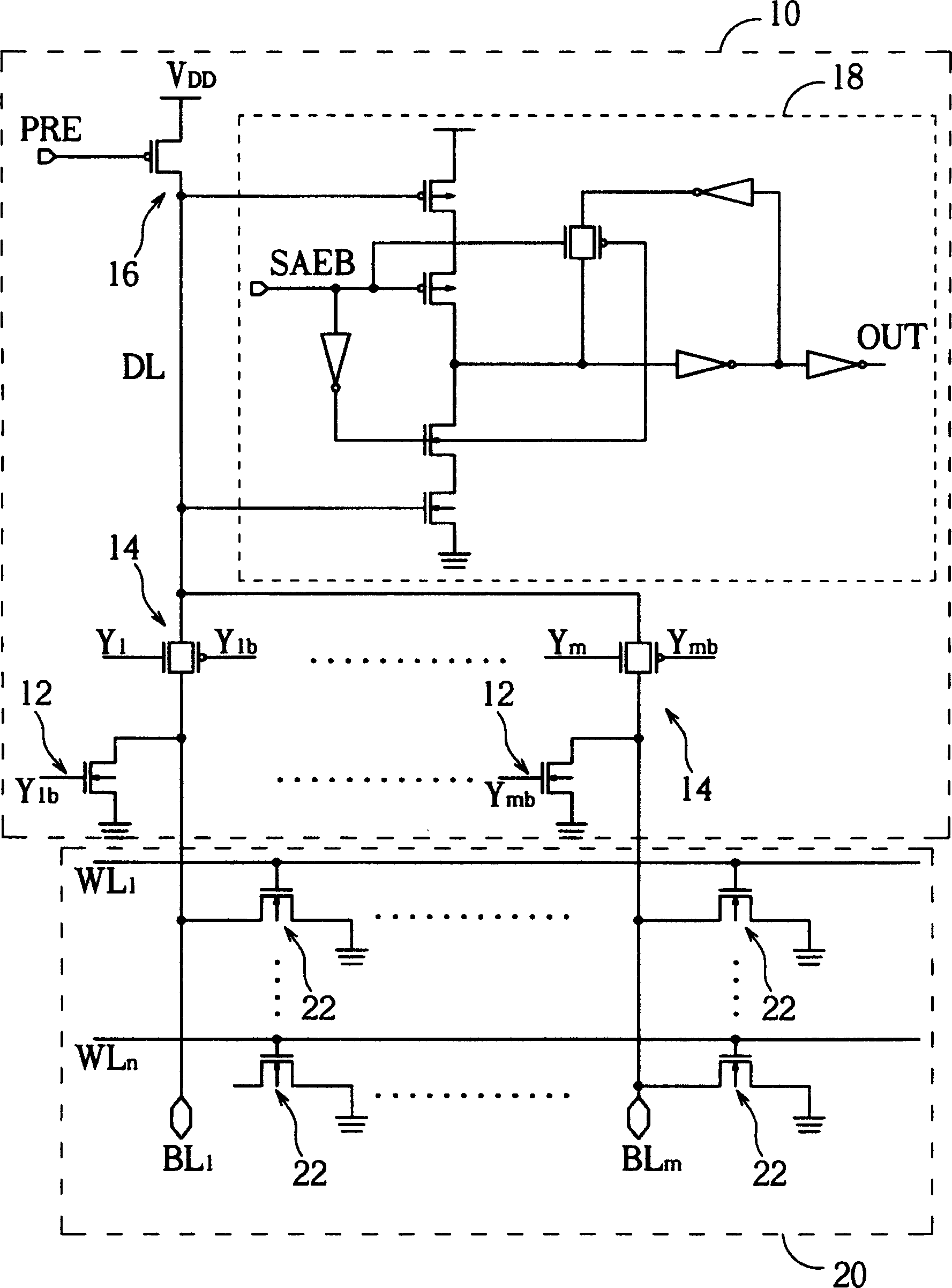 Sensing circuit of single bit line semiconductor memory element