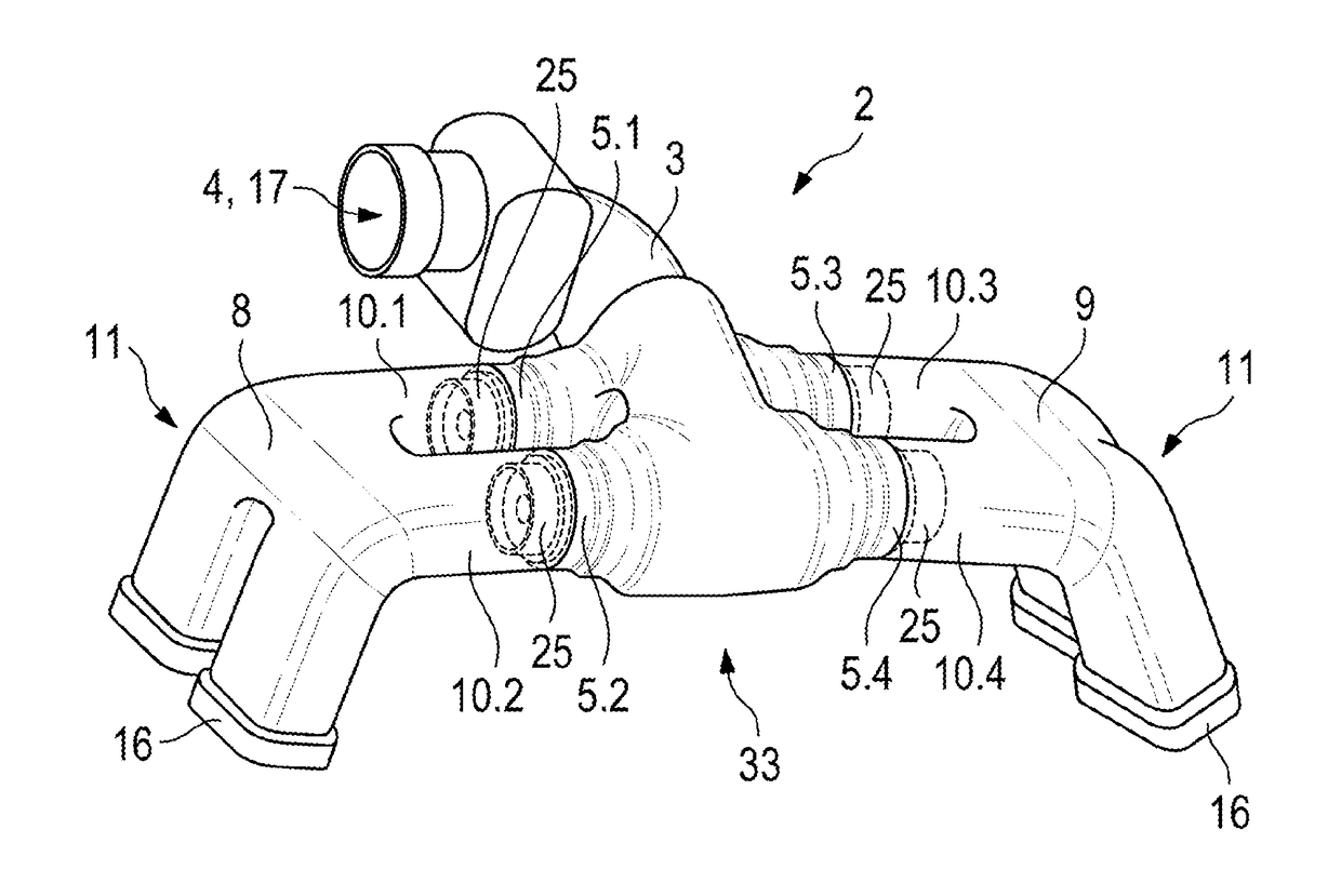 Guide element for a pressure system of an internal combustion engine, pressure system for an intake tract of an internal combustion engine, and internal combustion engine with a supercharging unit