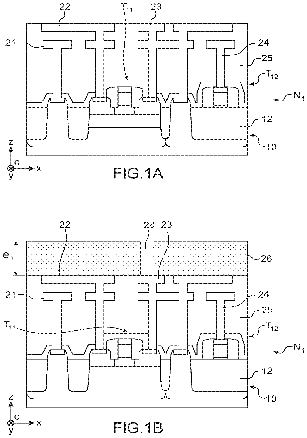 Internal via with improved contact for upper semi-conductor layer of a 3D circuit