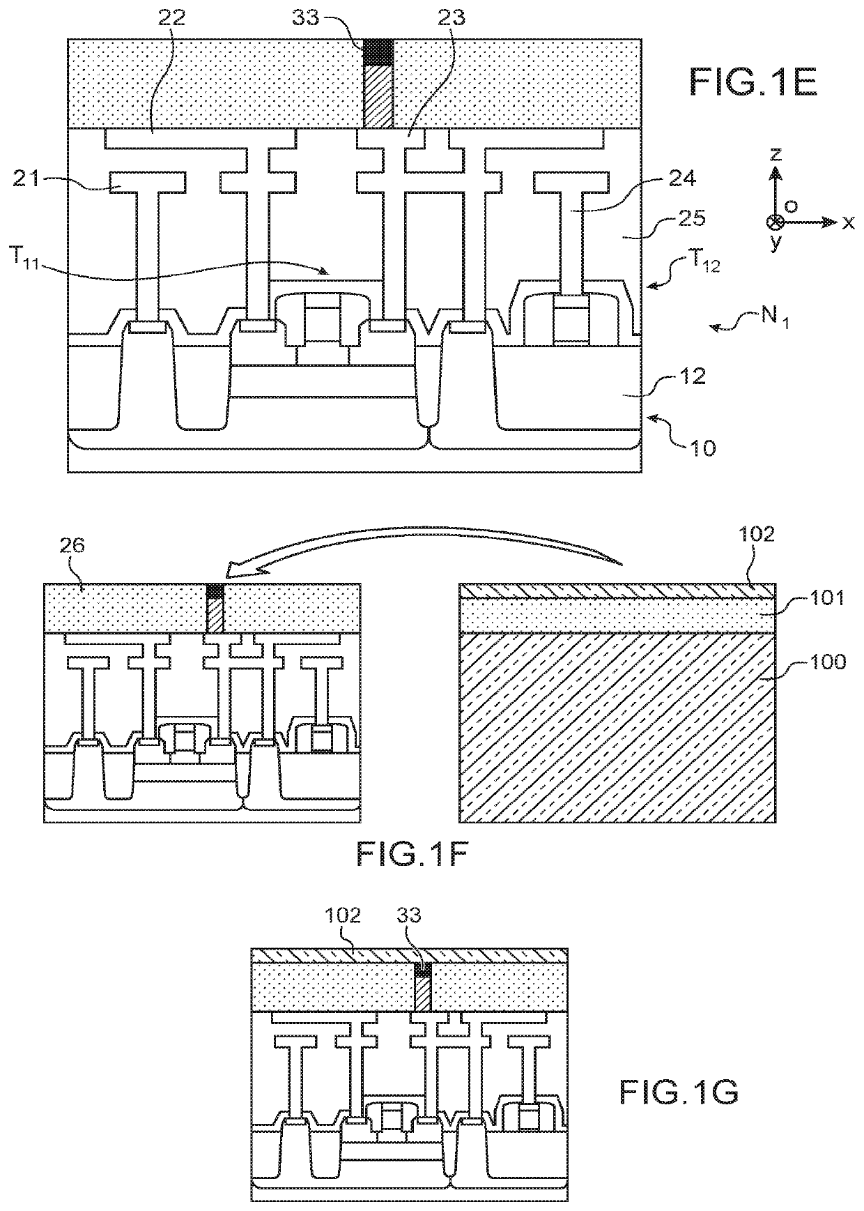 Internal via with improved contact for upper semi-conductor layer of a 3D circuit