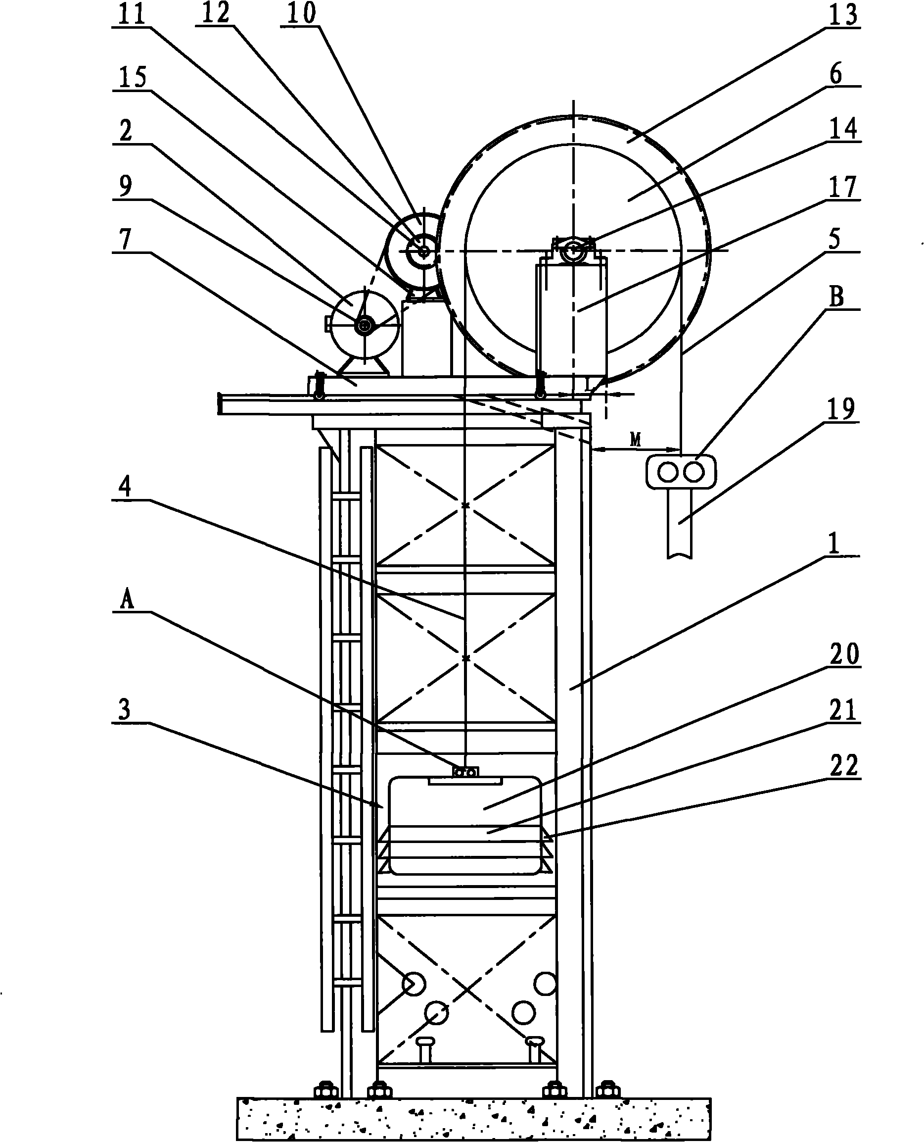 Tower type combined drive pumping unit without guide wheel