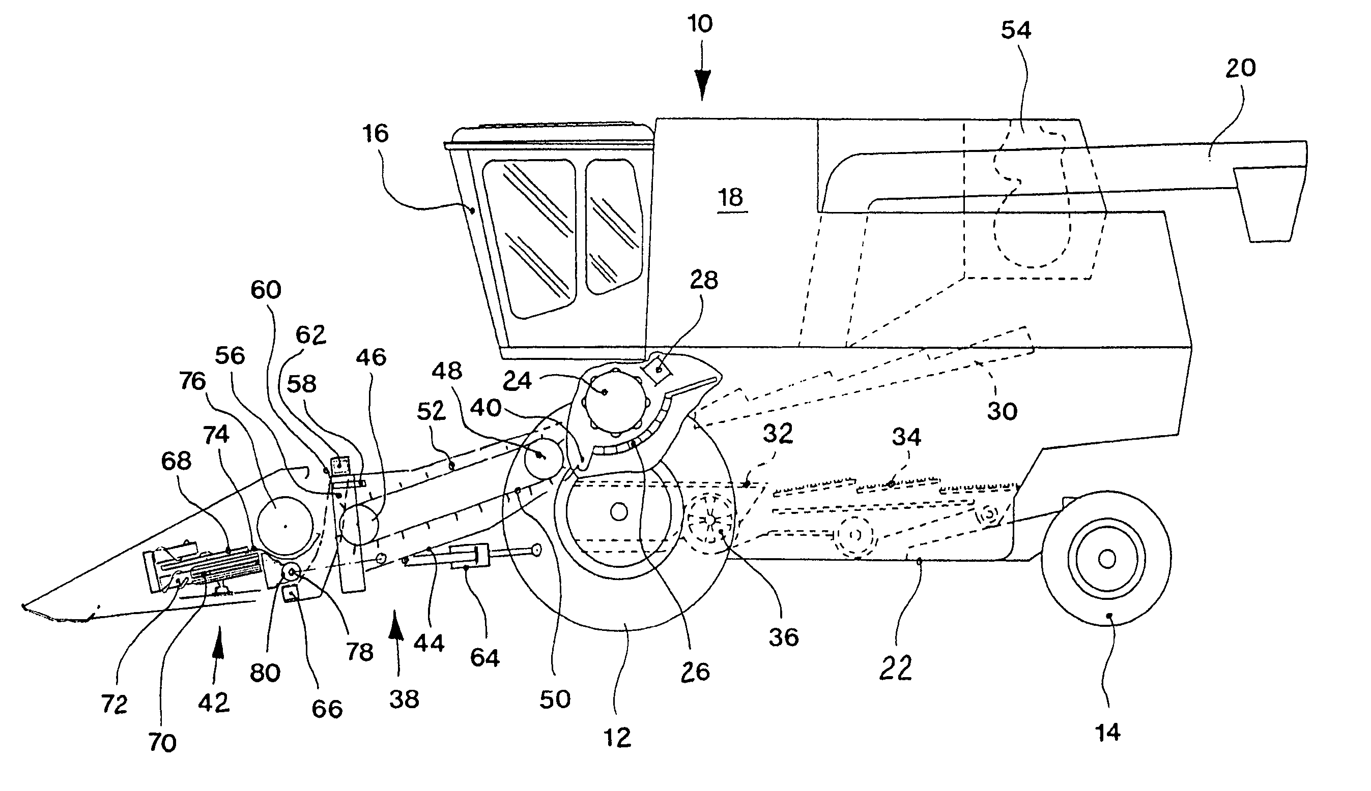 Drive train for a header of a harvesting machine
