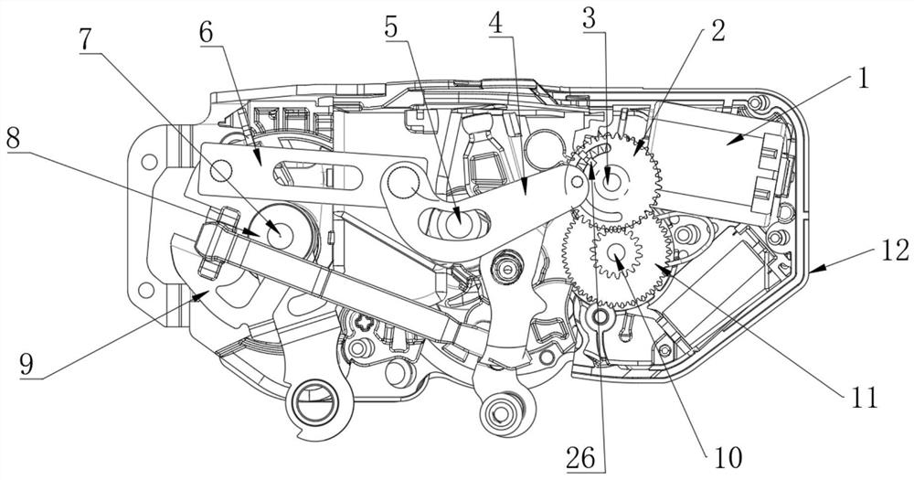 A transmission mechanism with variable topology structure for automobile electric door lock