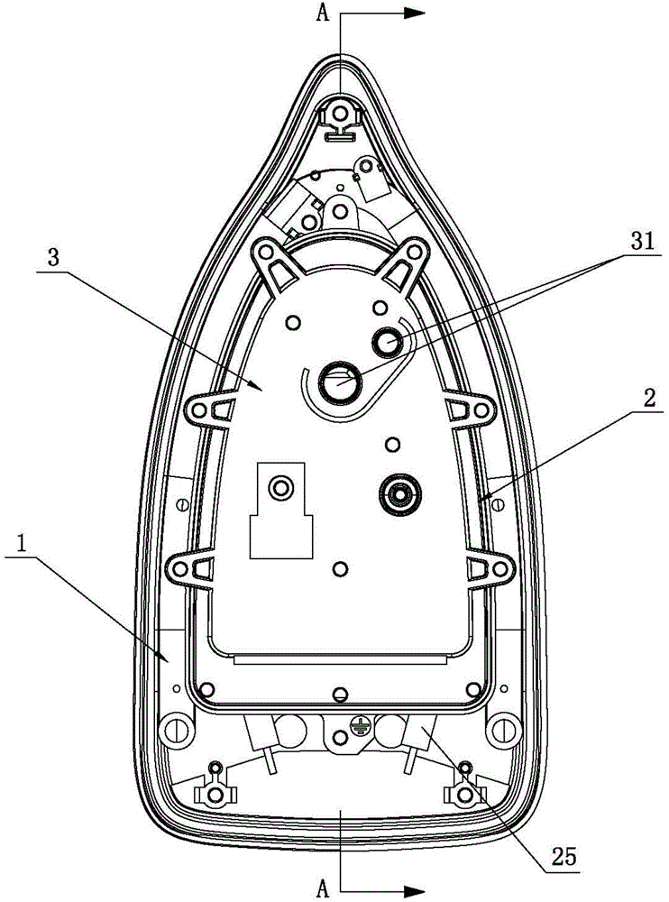 Double-layer bottom plate structure of electric steam iron