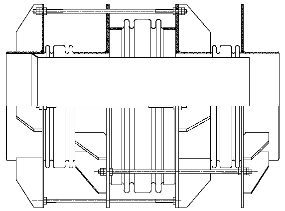 Straight-pipe pressure balanced expansion joint with three-direction compensations