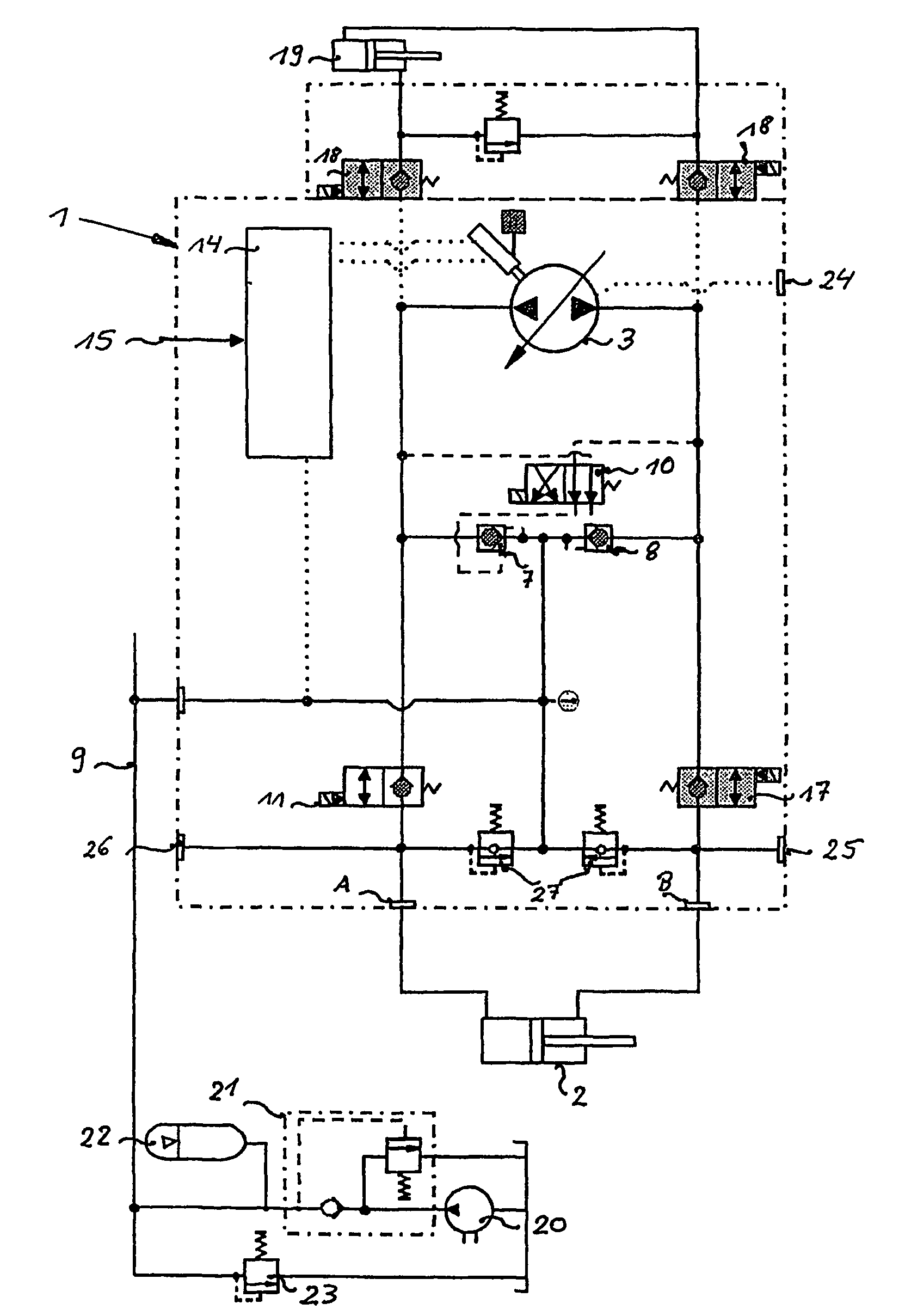 Hydraulic system for linear drives controlled by a displacer element