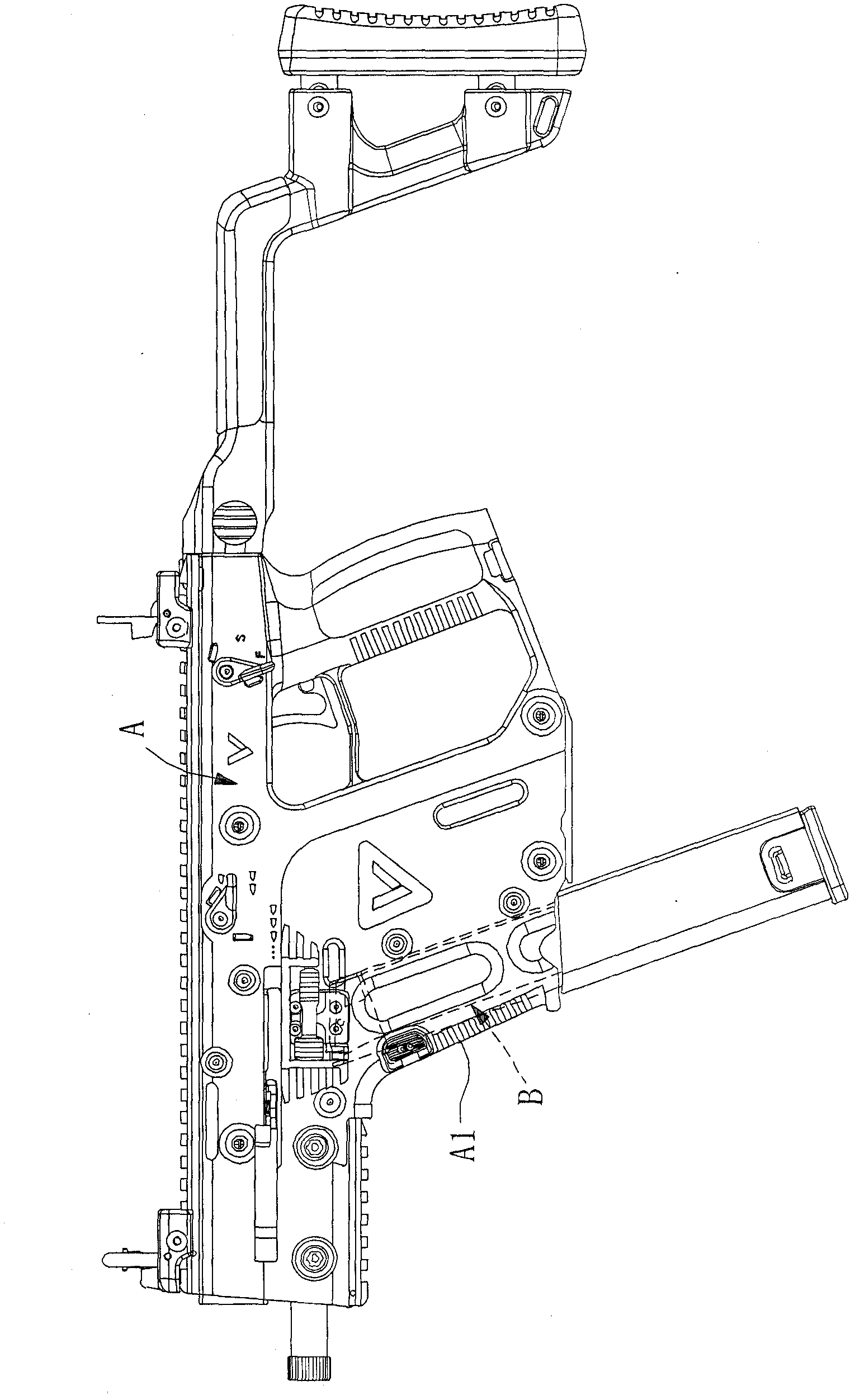 Percussion linkage unit of submachine gun toy