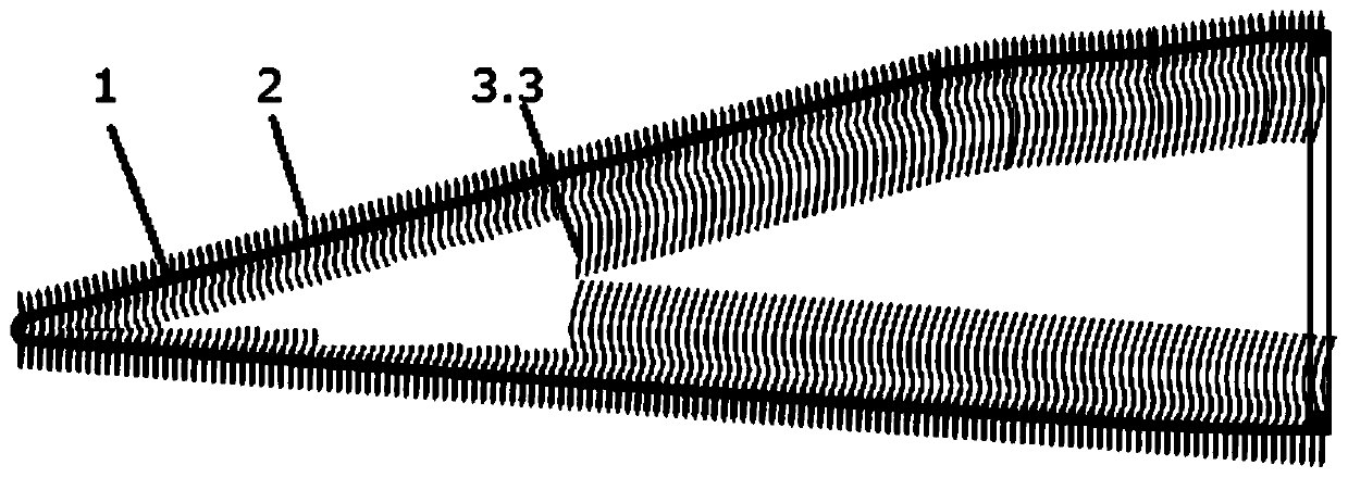 Quasi-three-way fabric with special-shaped curved surface and its weaving process method and application