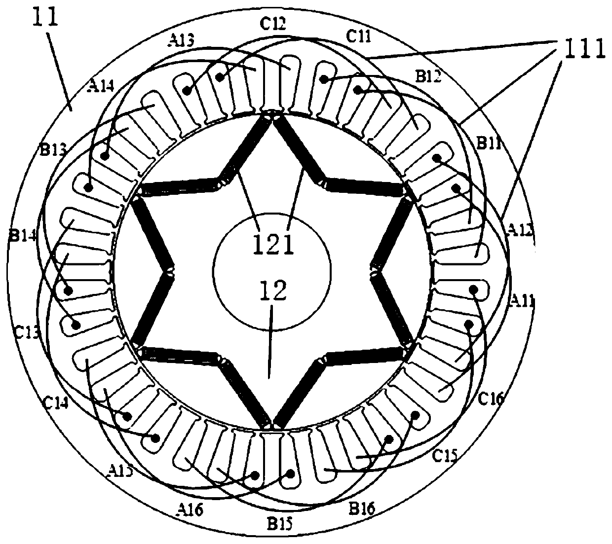 Hybrid excitation brushless motor of parallel structure and power generation system thereof