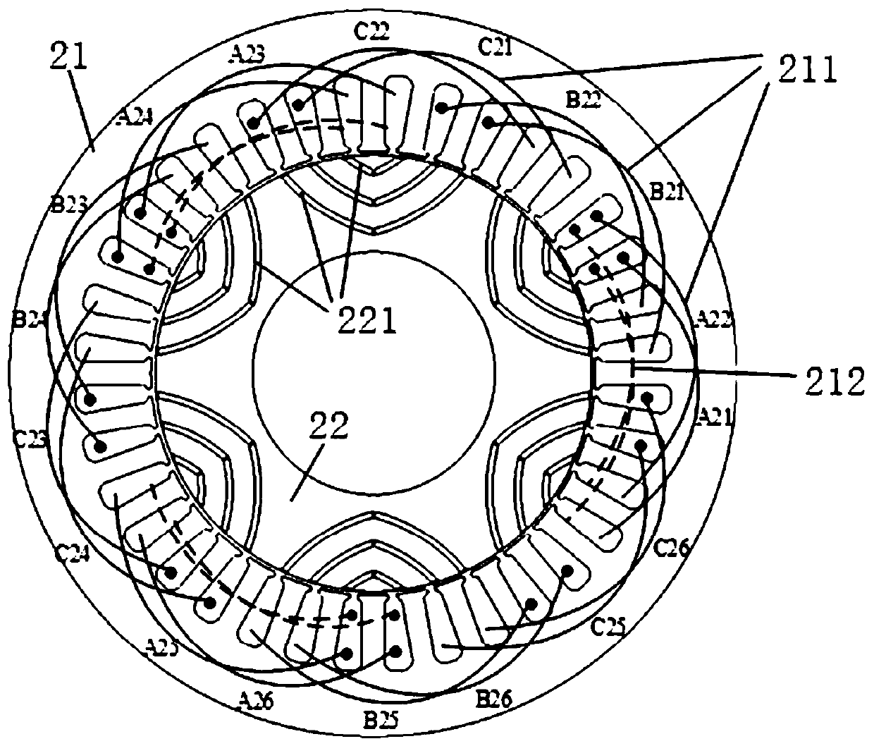 Hybrid excitation brushless motor of parallel structure and power generation system thereof