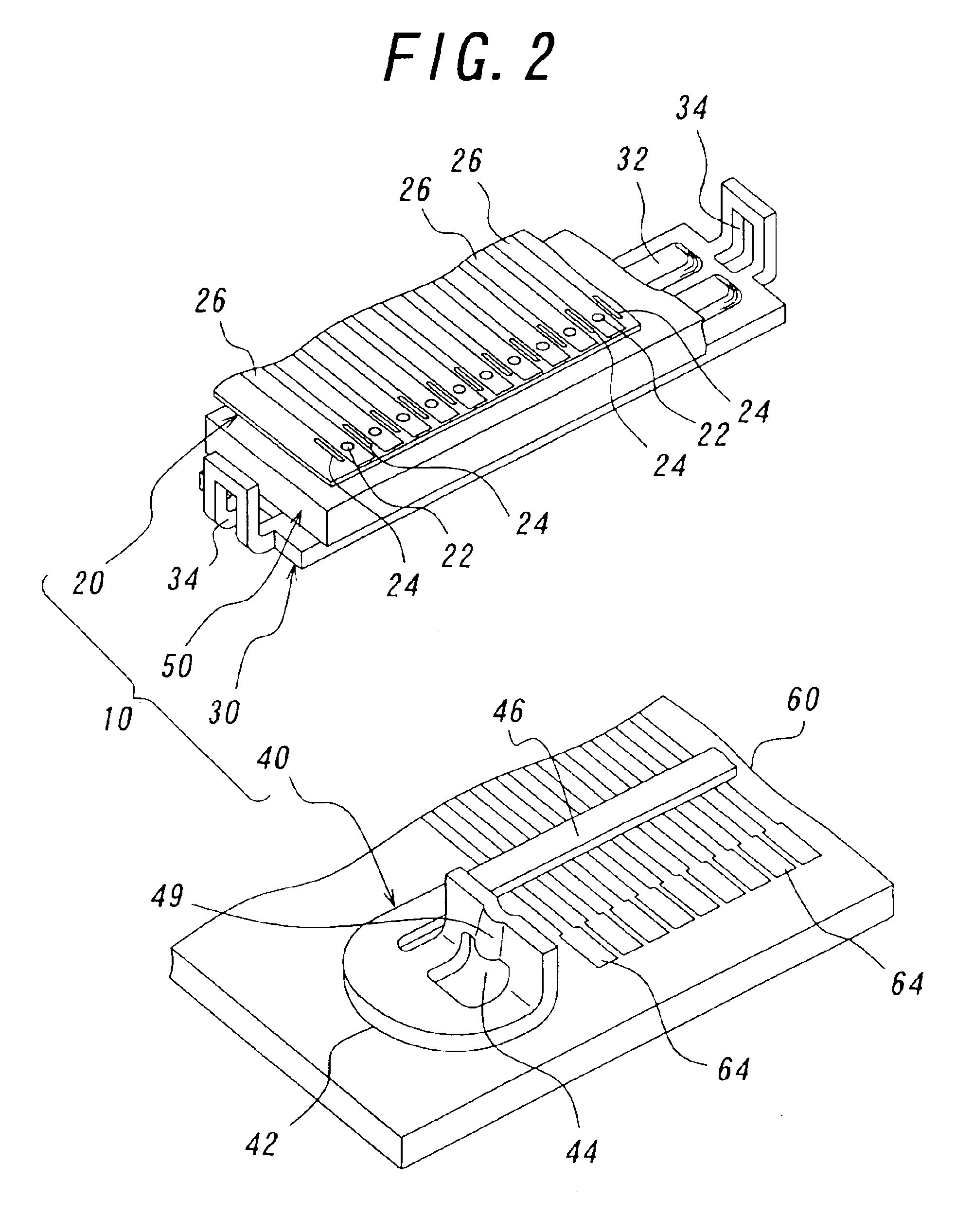 Flat and thin connector for electrically connecting a flexible printed circuit board and a hard board