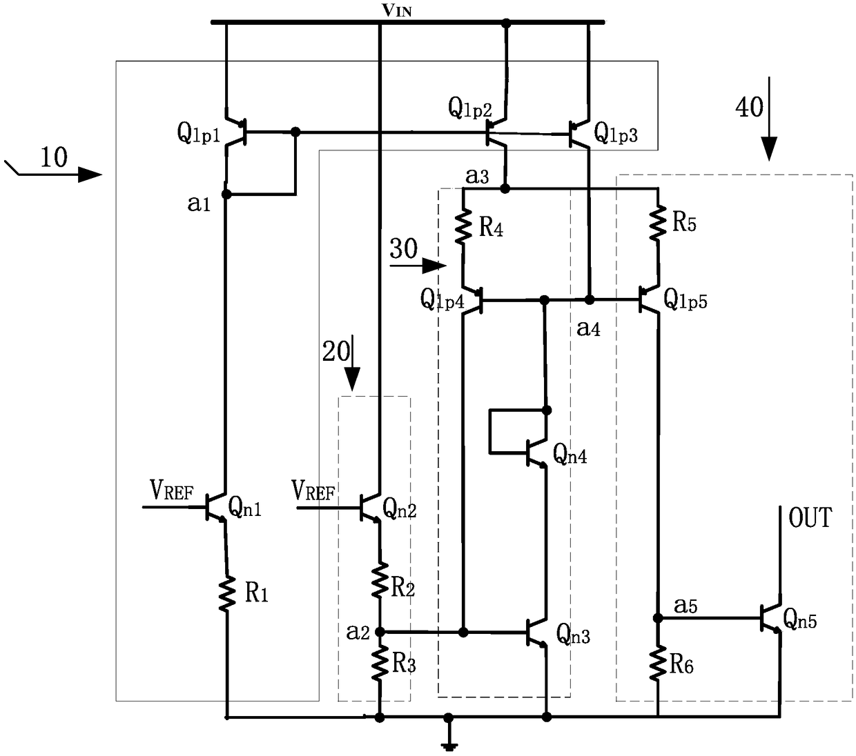 Anti-radiation bipolar temperature monitoring circuit