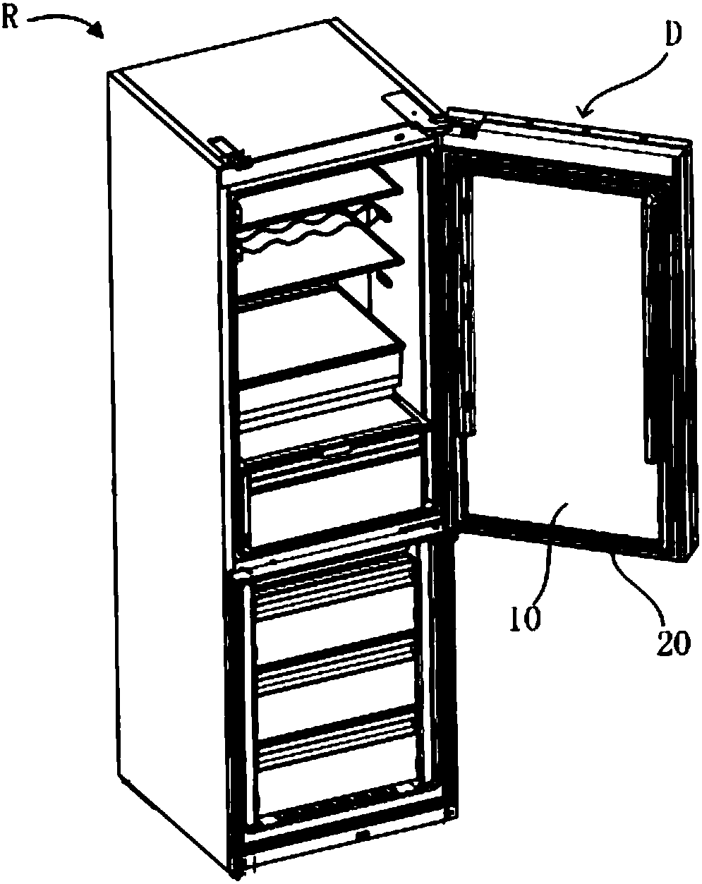 Refrigerating appliance and thermal insulation door thereof