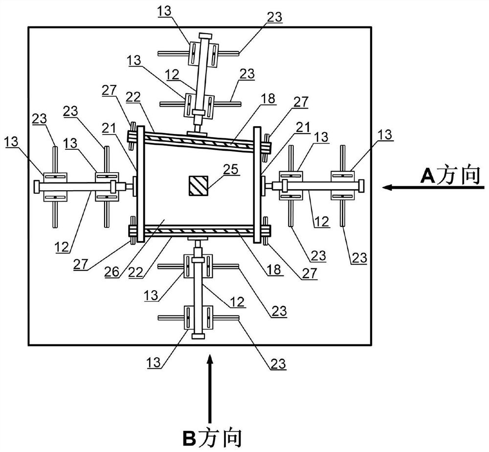 Multi-directional dynamic physics simulation experimental device and experimental method for hypergravity environment