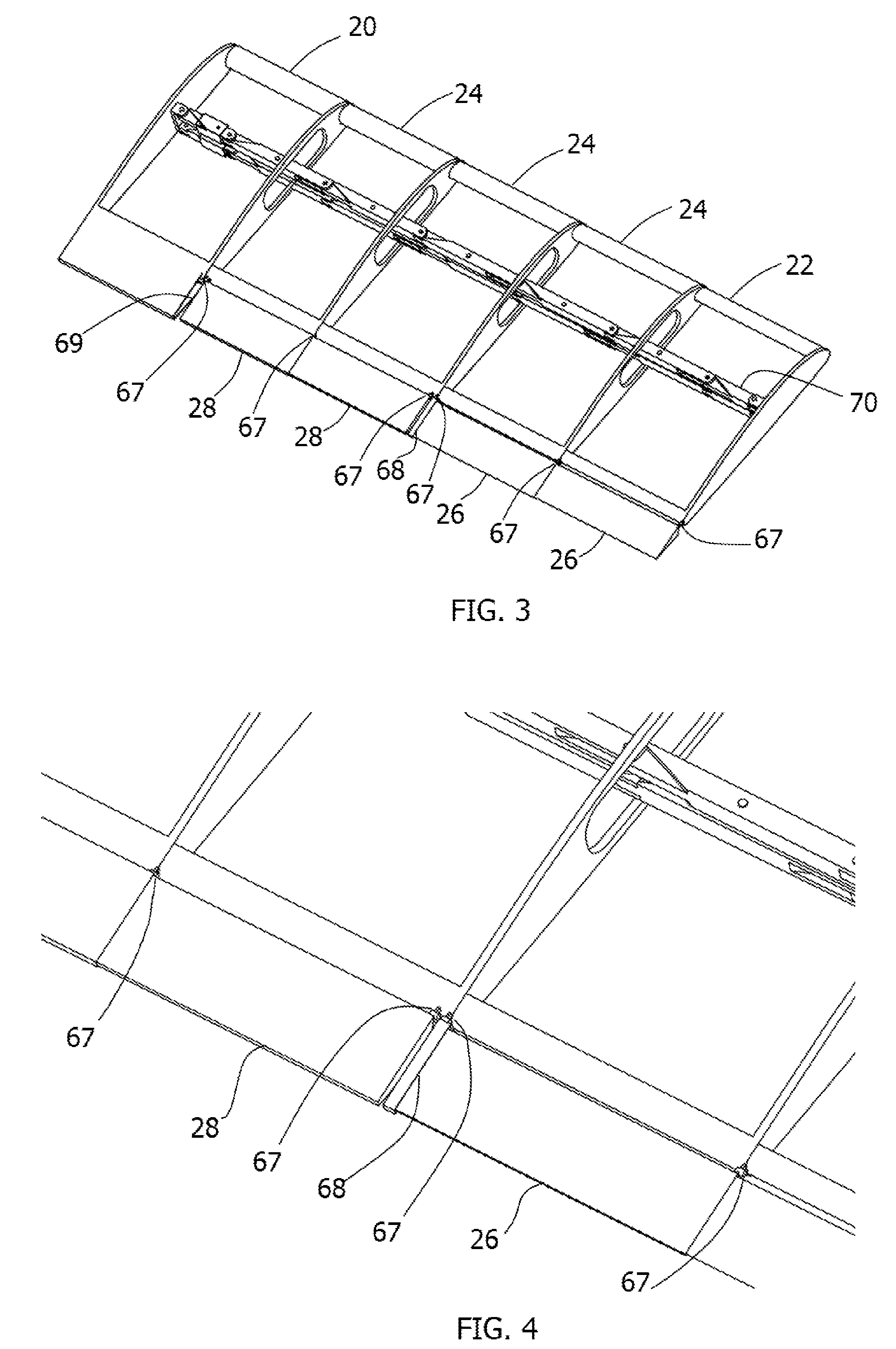 Telescopic wing with articulated structural spar