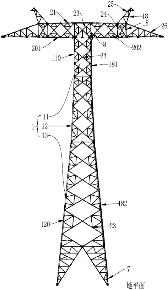 Upper tower layer structure of cleat-shaped direct-current linear tower