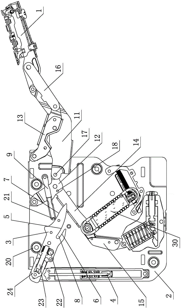 Damping, muting and limiting mechanism of furniture turnover device