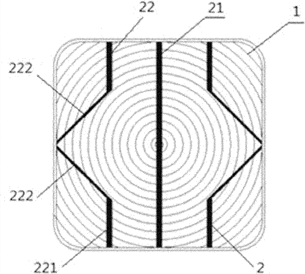 Positive electrode of silicon solar cell designed according to topology principle