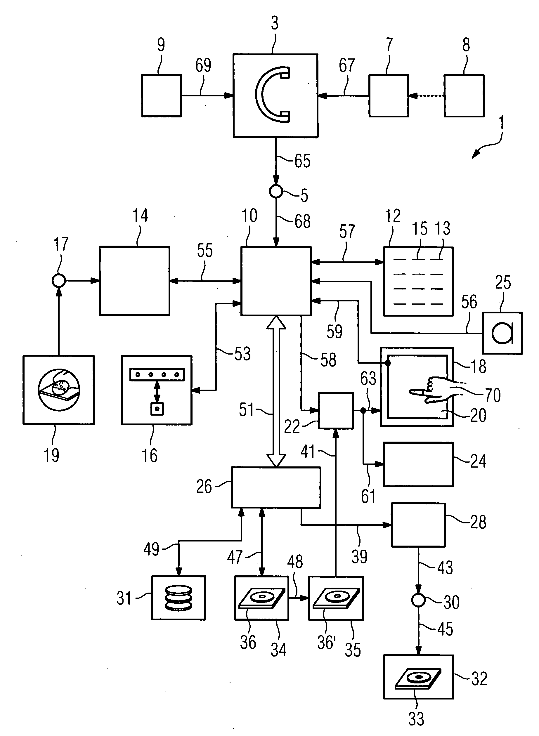 Medical system comprising a detection device for detecting an object and comprising a storage device and method thereof