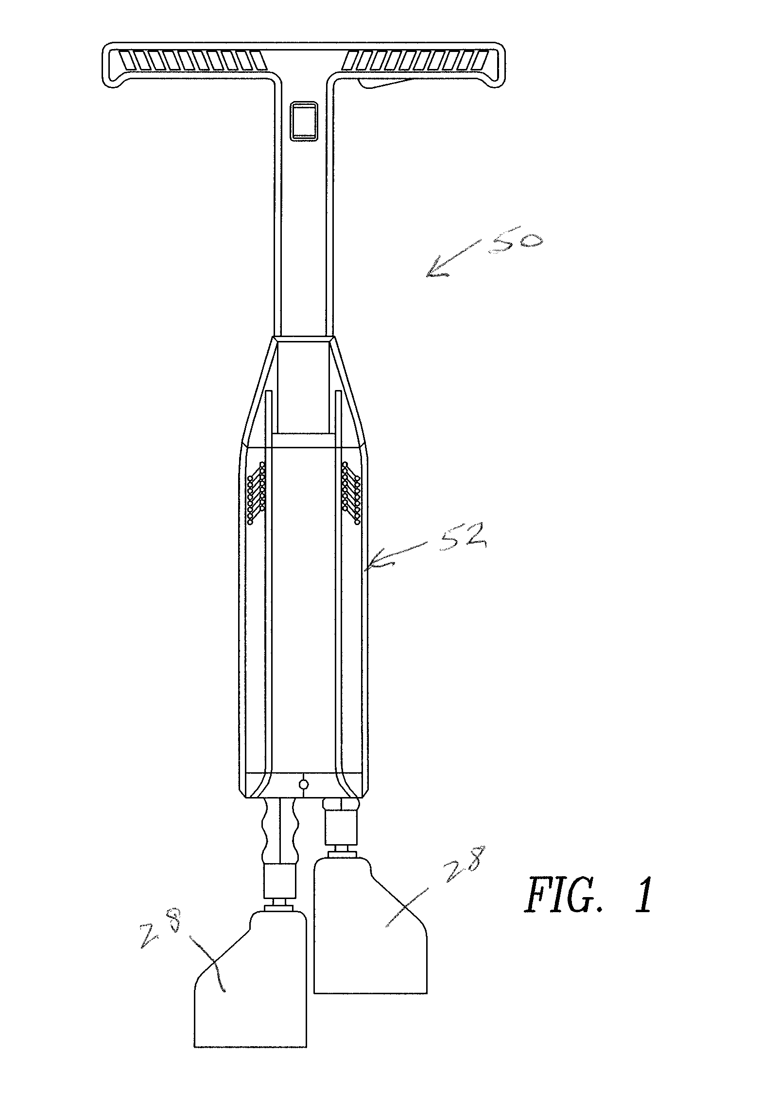 Portable ice breaking tool with two reciprocating blades