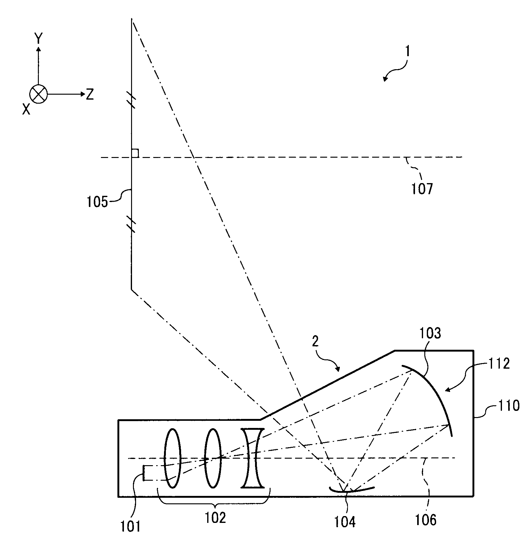 Projection optical system and image display device