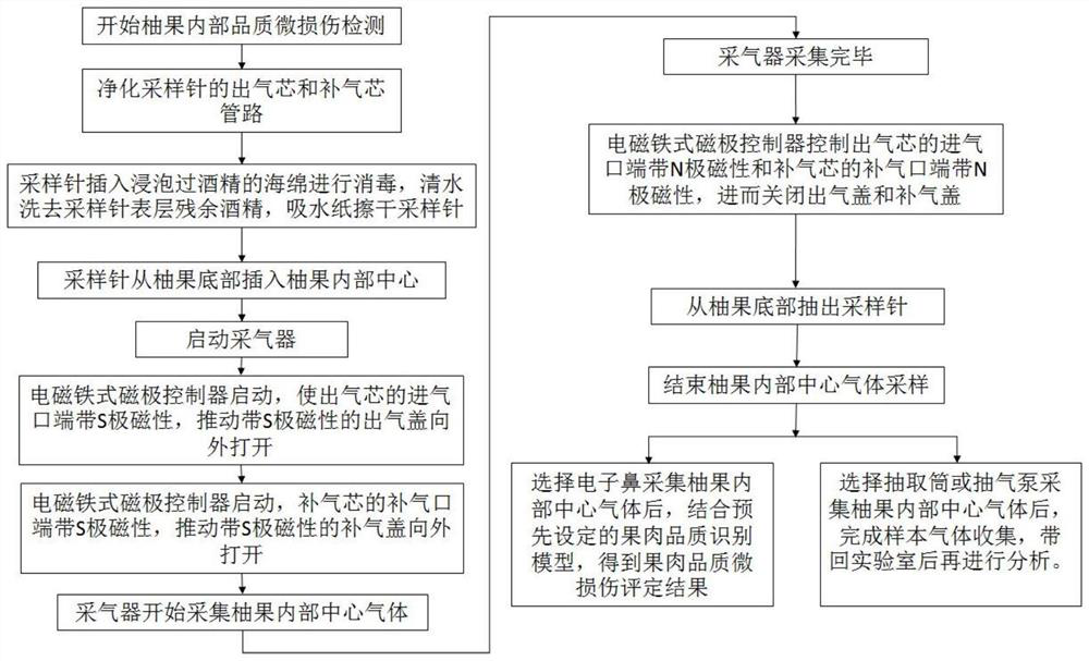 Micro-damage type pomelo fruit internal quality characteristic detection sampling device and detection method