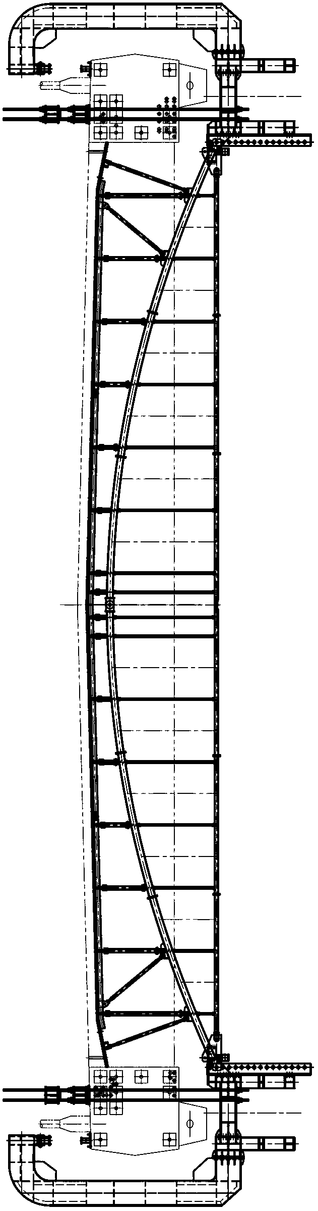 Rear supporting point triangular bracket hanging basket and bridge construction method using same