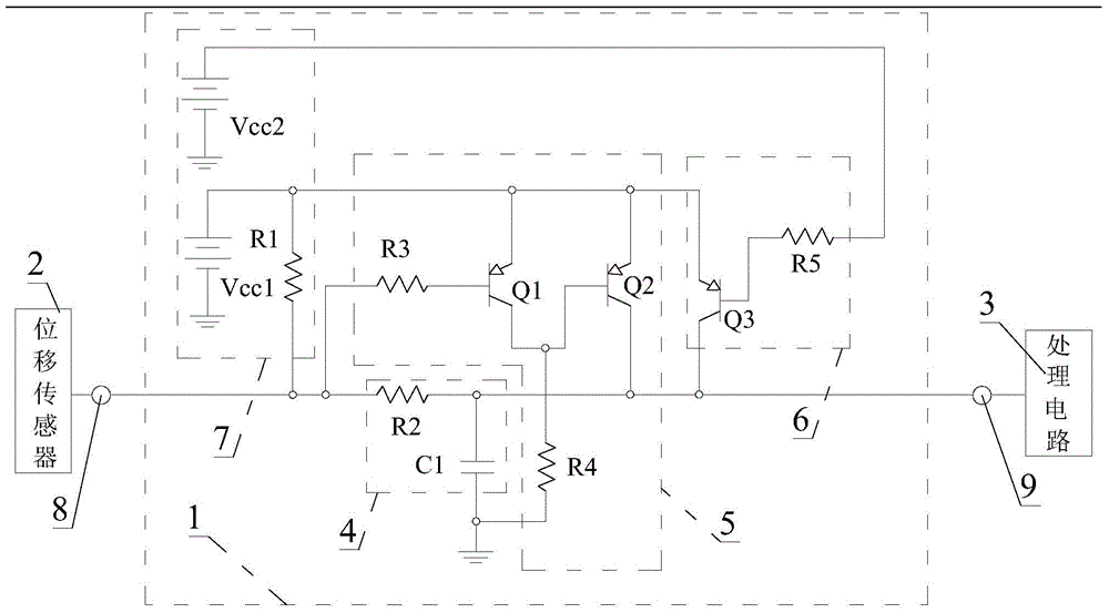 A Displacement Sensor Fault Detection Circuit and Its Control System