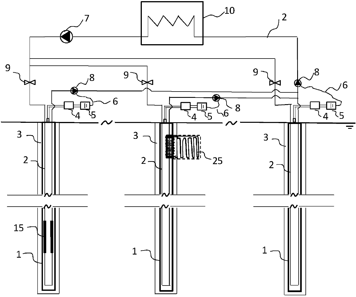 A combined cooling, heating and power generation high-pressure rotary spraying core-inserted composite pile system and its construction method