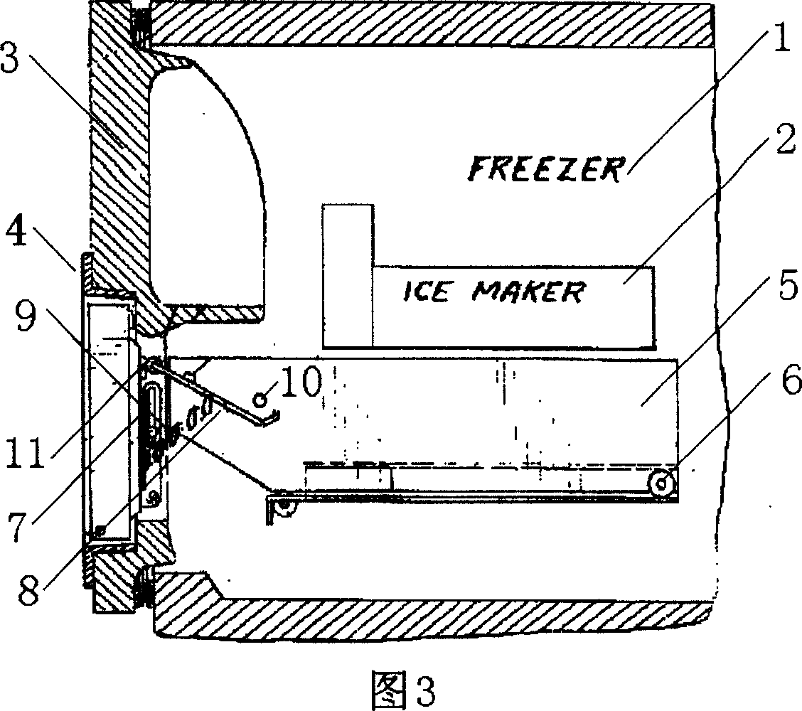 Refrigerator with specially designed ice-fetching door for ice-making machine