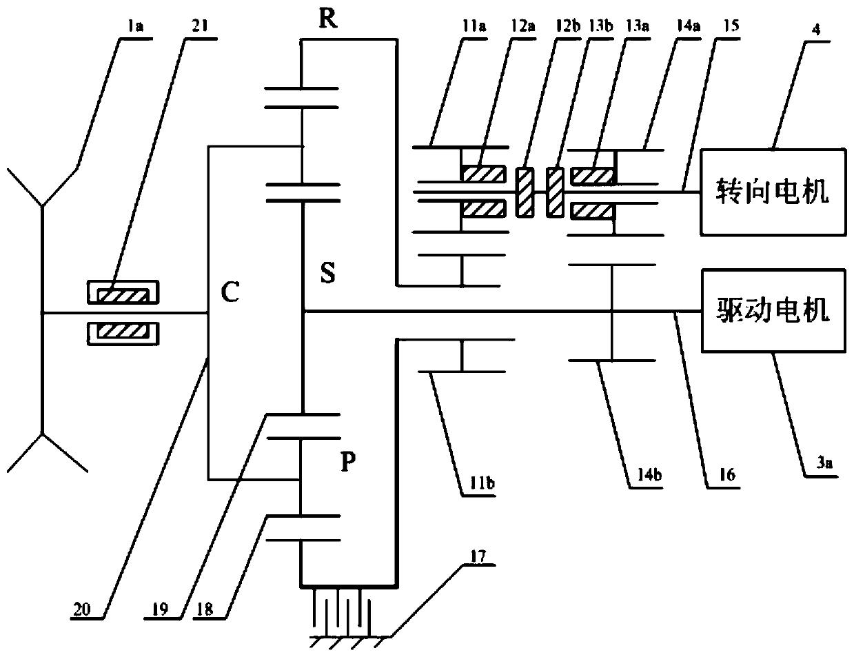 A device and method for driving a tracked vehicle to turn