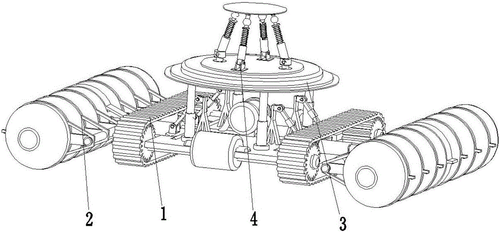 Four-freedom degree base of intelligent robot for feeding fishes and shrimps in reservoir