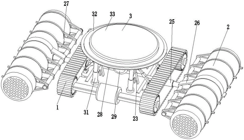 Four-freedom degree base of intelligent robot for feeding fishes and shrimps in reservoir