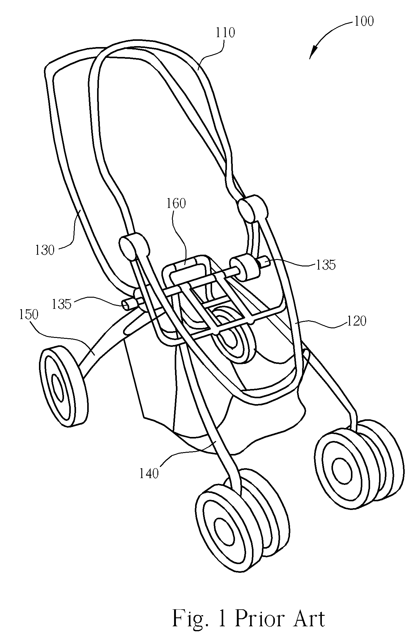 Stroller having a single folding shaft