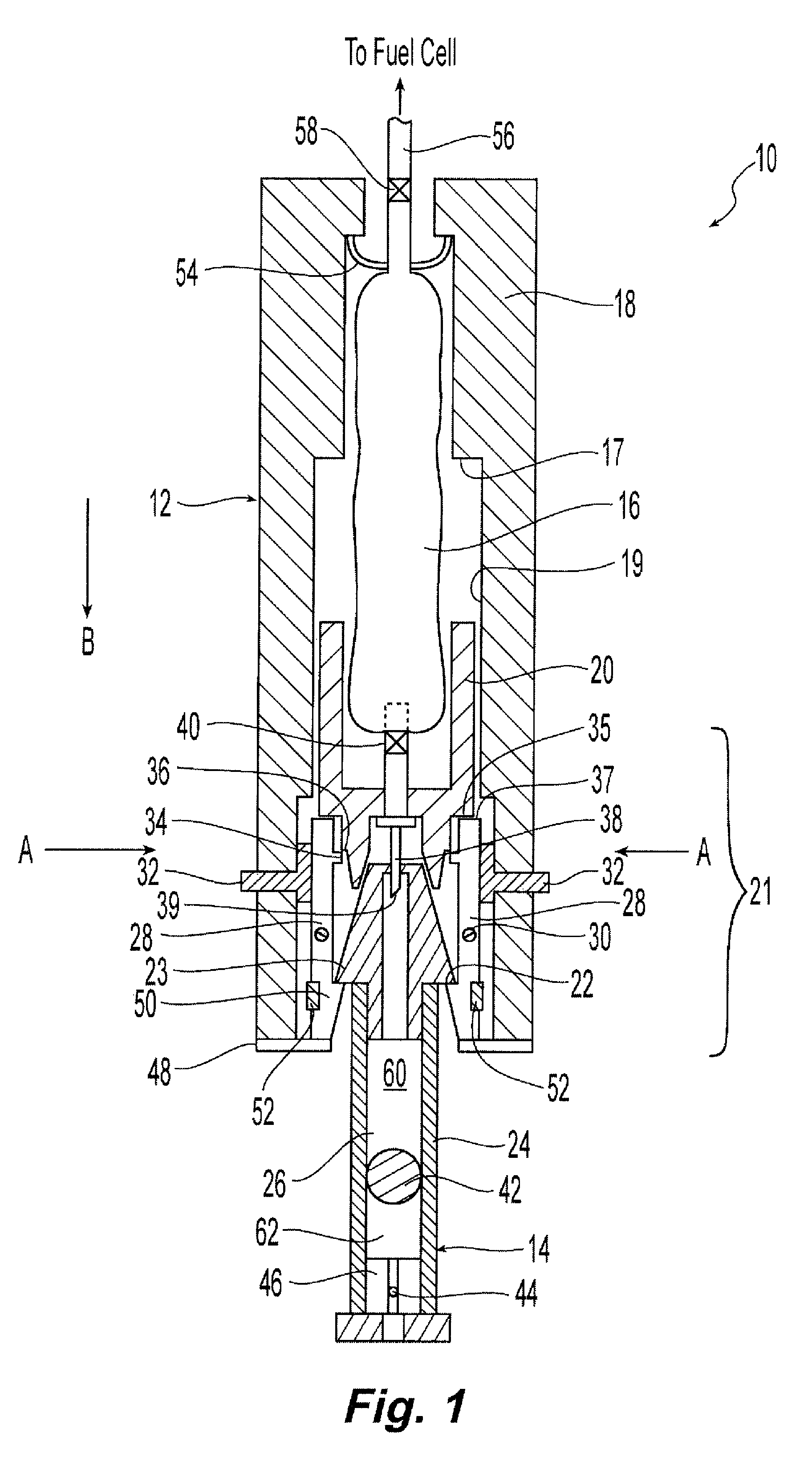 Device for refilling a fuel cartridge for a fuel cell