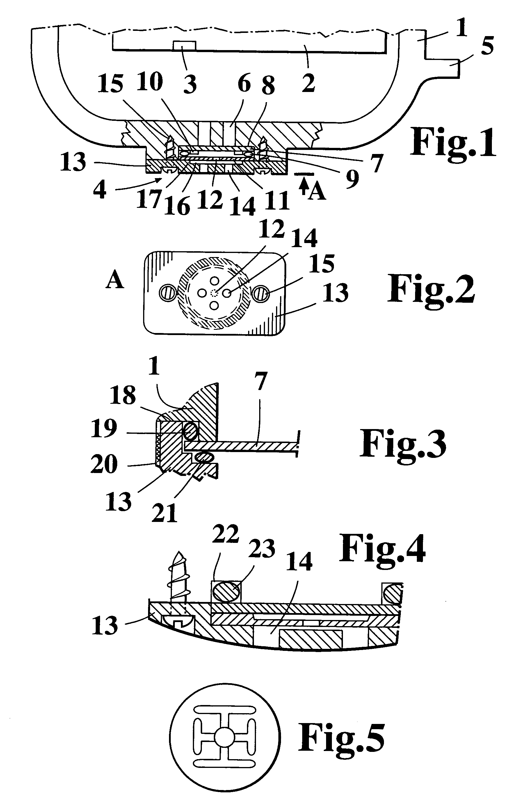 Device for arranging the measurement of pressure in a wristop instrument