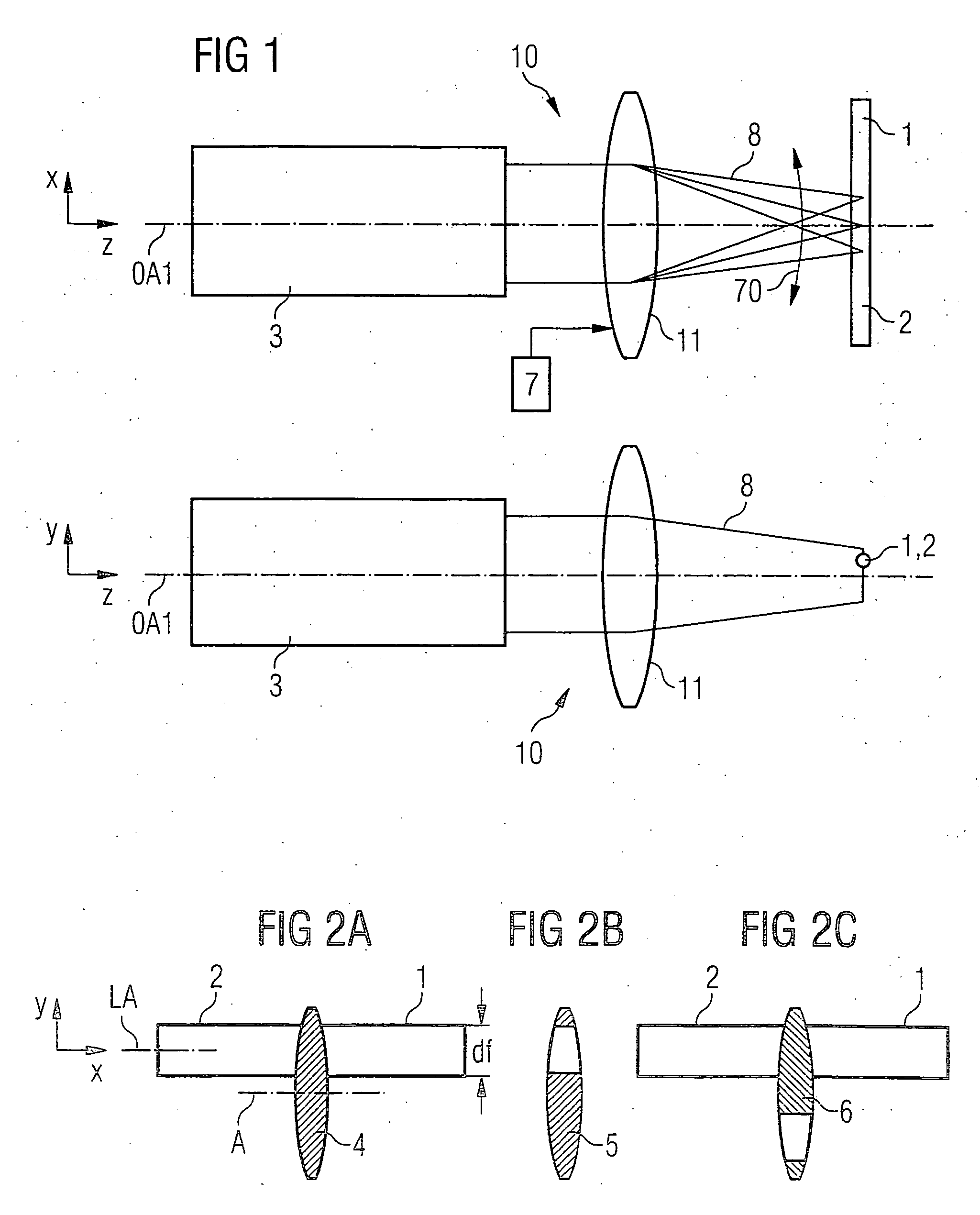 Device for thermally treating at least one optical fibre