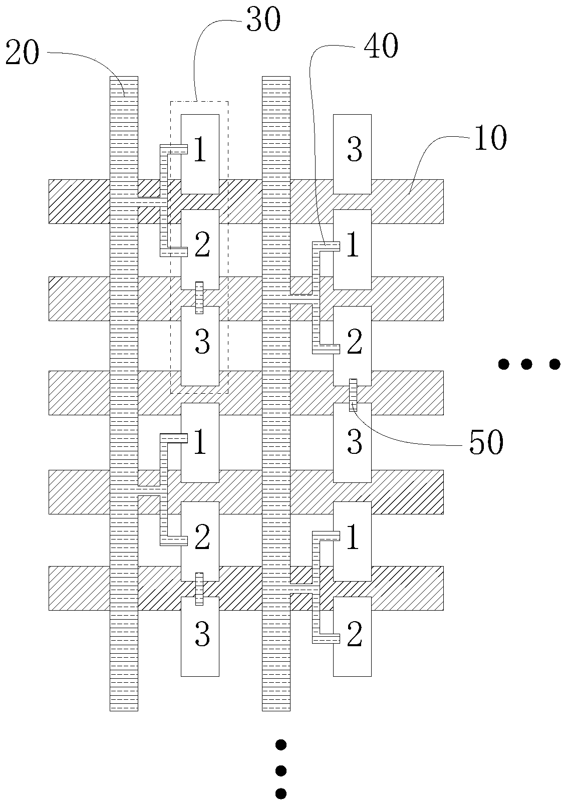 Pixel structure and display device of a liquid crystal display panel