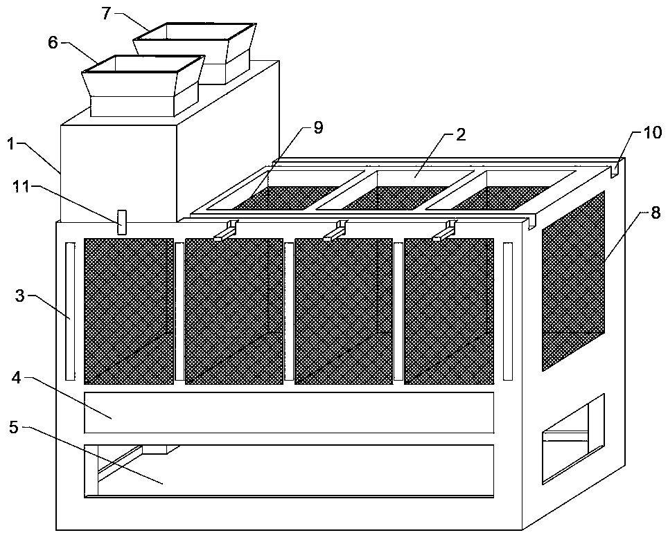 Multi-compartment energy-saving aerobic composting device and composting method thereof